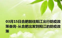 03月15日合肥前往阳江出行防疫政策查询-从合肥出发到阳江的防疫政策