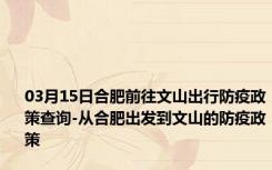 03月15日合肥前往文山出行防疫政策查询-从合肥出发到文山的防疫政策