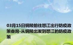 03月15日铜陵前往怒江出行防疫政策查询-从铜陵出发到怒江的防疫政策