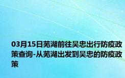 03月15日芜湖前往吴忠出行防疫政策查询-从芜湖出发到吴忠的防疫政策