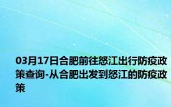 03月17日合肥前往怒江出行防疫政策查询-从合肥出发到怒江的防疫政策