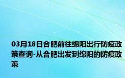 03月18日合肥前往绵阳出行防疫政策查询-从合肥出发到绵阳的防疫政策