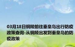 03月18日铜陵前往秦皇岛出行防疫政策查询-从铜陵出发到秦皇岛的防疫政策