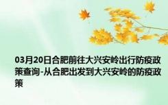 03月20日合肥前往大兴安岭出行防疫政策查询-从合肥出发到大兴安岭的防疫政策