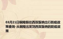 03月21日铜陵前往西双版纳出行防疫政策查询-从铜陵出发到西双版纳的防疫政策