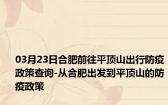 03月23日合肥前往平顶山出行防疫政策查询-从合肥出发到平顶山的防疫政策