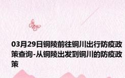 03月29日铜陵前往铜川出行防疫政策查询-从铜陵出发到铜川的防疫政策