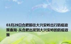 03月29日合肥前往大兴安岭出行防疫政策查询-从合肥出发到大兴安岭的防疫政策