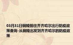 03月31日铜陵前往齐齐哈尔出行防疫政策查询-从铜陵出发到齐齐哈尔的防疫政策