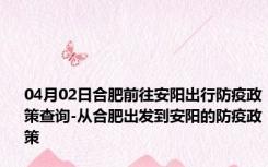 04月02日合肥前往安阳出行防疫政策查询-从合肥出发到安阳的防疫政策