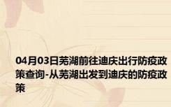 04月03日芜湖前往迪庆出行防疫政策查询-从芜湖出发到迪庆的防疫政策