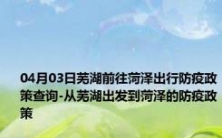 04月03日芜湖前往菏泽出行防疫政策查询-从芜湖出发到菏泽的防疫政策