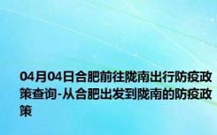 04月04日合肥前往陇南出行防疫政策查询-从合肥出发到陇南的防疫政策