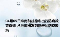 04月05日淮南前往德宏出行防疫政策查询-从淮南出发到德宏的防疫政策