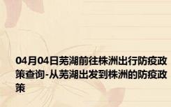 04月04日芜湖前往株洲出行防疫政策查询-从芜湖出发到株洲的防疫政策