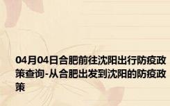 04月04日合肥前往沈阳出行防疫政策查询-从合肥出发到沈阳的防疫政策