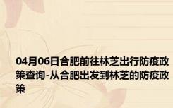 04月06日合肥前往林芝出行防疫政策查询-从合肥出发到林芝的防疫政策