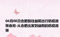 04月08日合肥前往益阳出行防疫政策查询-从合肥出发到益阳的防疫政策