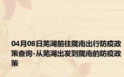 04月08日芜湖前往陇南出行防疫政策查询-从芜湖出发到陇南的防疫政策