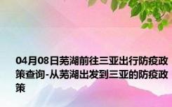 04月08日芜湖前往三亚出行防疫政策查询-从芜湖出发到三亚的防疫政策