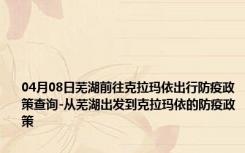 04月08日芜湖前往克拉玛依出行防疫政策查询-从芜湖出发到克拉玛依的防疫政策