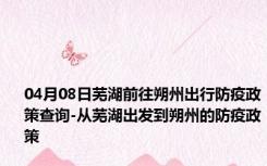 04月08日芜湖前往朔州出行防疫政策查询-从芜湖出发到朔州的防疫政策