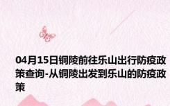 04月15日铜陵前往乐山出行防疫政策查询-从铜陵出发到乐山的防疫政策