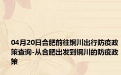 04月20日合肥前往铜川出行防疫政策查询-从合肥出发到铜川的防疫政策