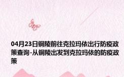 04月23日铜陵前往克拉玛依出行防疫政策查询-从铜陵出发到克拉玛依的防疫政策