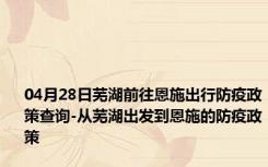 04月28日芜湖前往恩施出行防疫政策查询-从芜湖出发到恩施的防疫政策