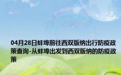 04月28日蚌埠前往西双版纳出行防疫政策查询-从蚌埠出发到西双版纳的防疫政策