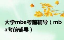 大学mba考前辅导（mba考前辅导）