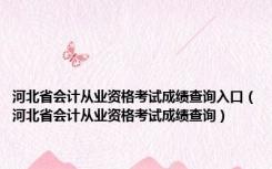 河北省会计从业资格考试成绩查询入口（河北省会计从业资格考试成绩查询）