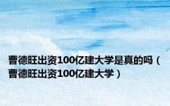 曹德旺出资100亿建大学是真的吗（曹德旺出资100亿建大学）