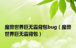 魔兽世界巨无霸背包bug（魔兽世界巨无霸背包）