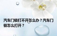 汽车门锁打不开怎么办？汽车门锁怎么打开？