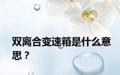 双离合变速箱是什么意思？