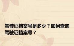 驾驶证档案号是多少？如何查询驾驶证档案号？