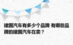 建国汽车有多少个品牌 有哪些品牌的建国汽车在卖？