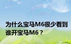 为什么宝马M6很少看到谁开宝马M6？