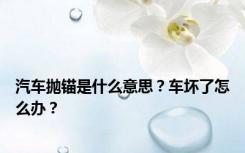 汽车抛锚是什么意思？车坏了怎么办？