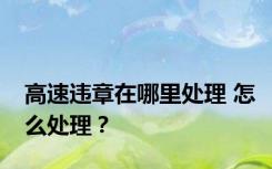 高速违章在哪里处理 怎么处理？