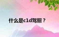 什么是c1d驾照？