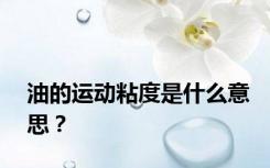 油的运动粘度是什么意思？