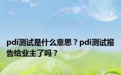 pdi测试是什么意思？pdi测试报告给业主了吗？