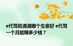 e代驾和滴滴哪个生意好 e代驾一个月能赚多少钱？