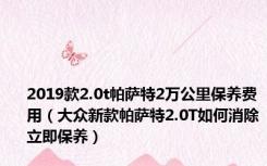 2019款2.0t帕萨特2万公里保养费用（大众新款帕萨特2.0T如何消除立即保养）