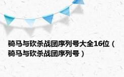 骑马与砍杀战团序列号大全16位（骑马与砍杀战团序列号）