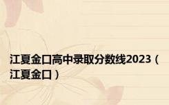 江夏金口高中录取分数线2023（江夏金口）