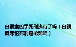 白银案凶手死刑执行了吗（白银案罪犯死刑是枪毙吗）